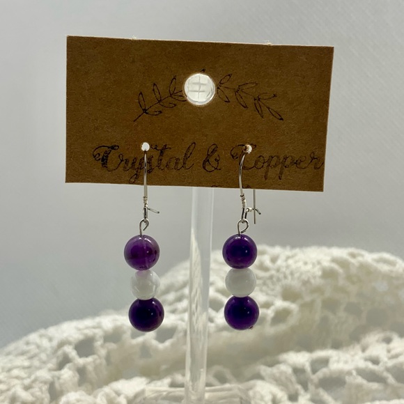 Amethyst & Millefiori Dangles (Handcrafted, NWT) - Picture 3 of 3